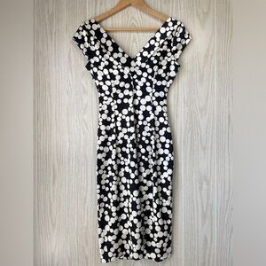 Maggy London Womens Midi Dress 6P Polka Dot Black and White